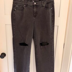 Torrid Black Distressed Perfect Wide Leg Vintage Stretch Jeans